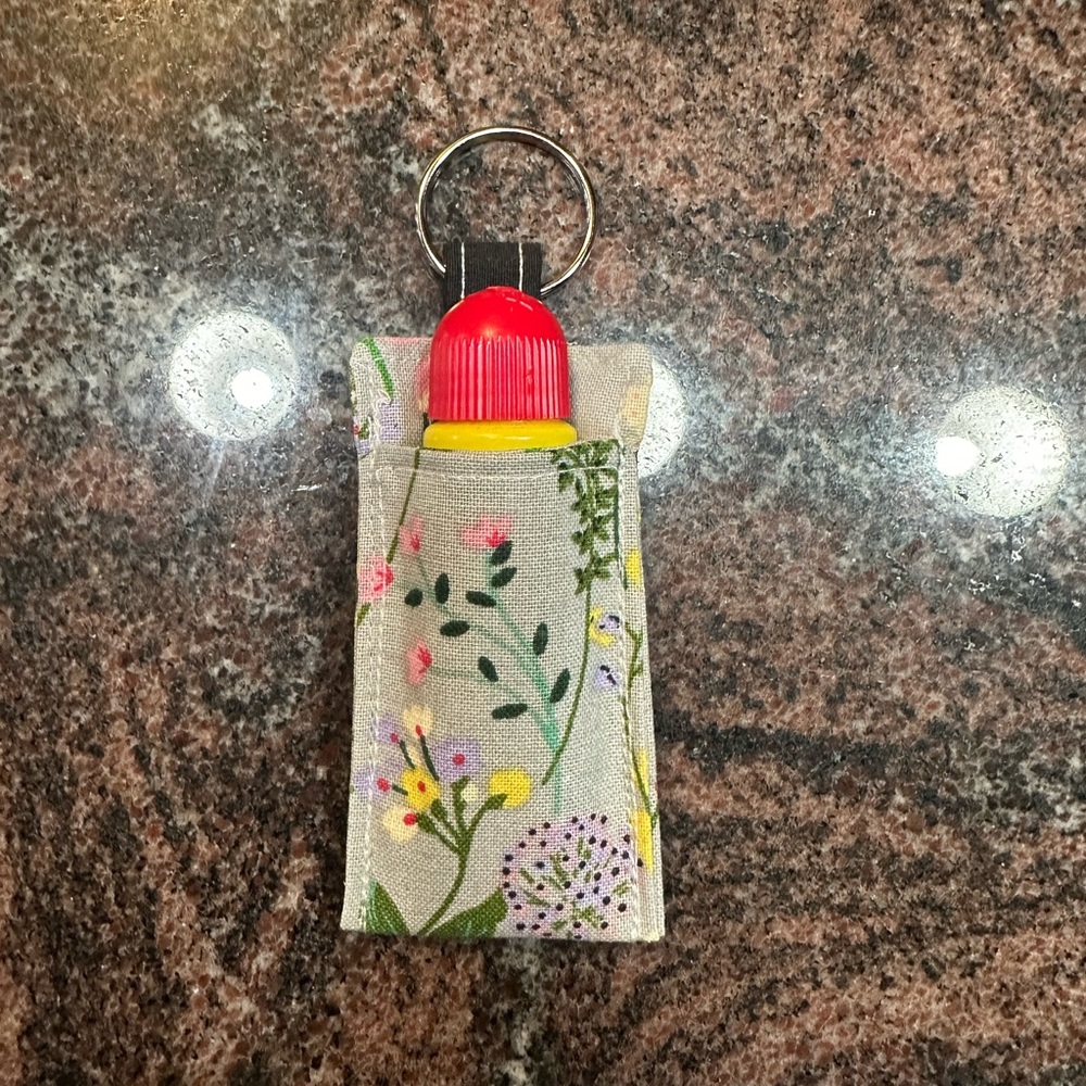 Handmade lip balm holder keychain- floral print